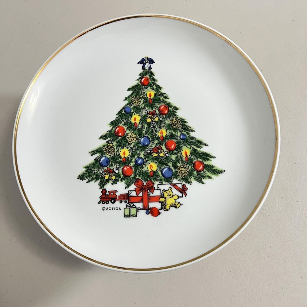 Vintage Mount Clemens Pottery Christmas Tree Pedestal Cake‎ Stand Plate Japan